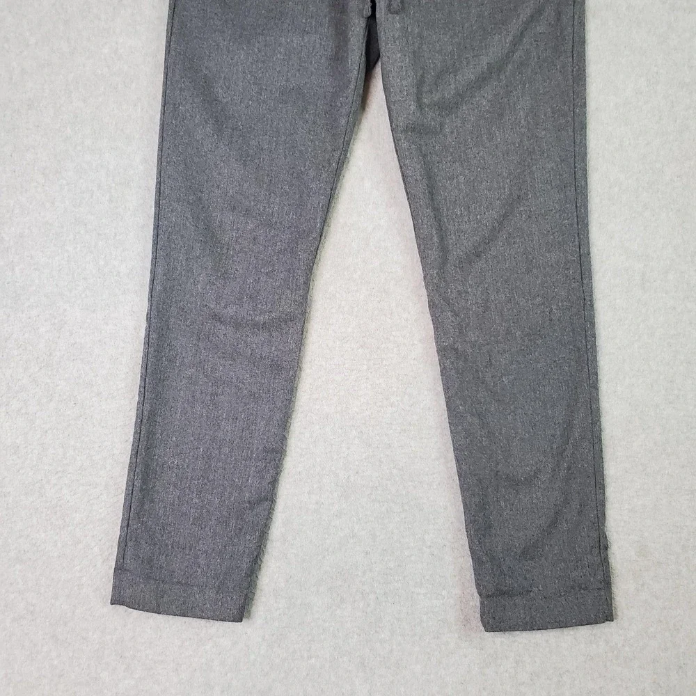 Banana Republic Wool Pants Mens Small Gray Flannel Tapered Fit Drawstring